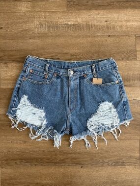 Levi's Light Blue Distressed Denim Cutoff Shorts